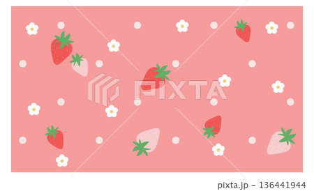かわいい系白いちごの壁紙 136441944