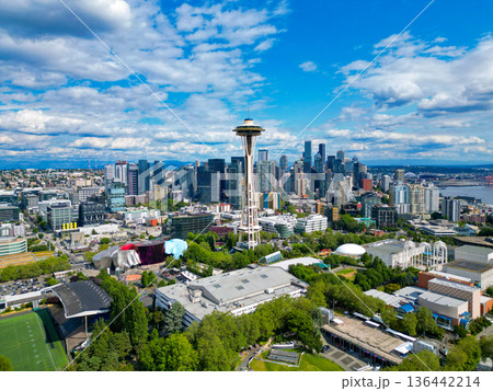 City center aerial view. Seattle, Washington, USA. 136442214