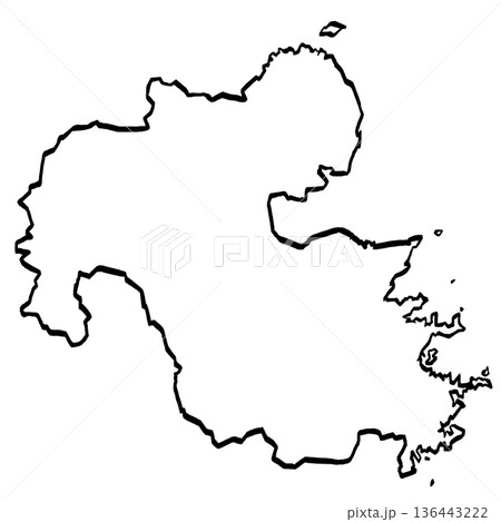 大分県地図のイラスト （筆タッチ） シンプル 136443222