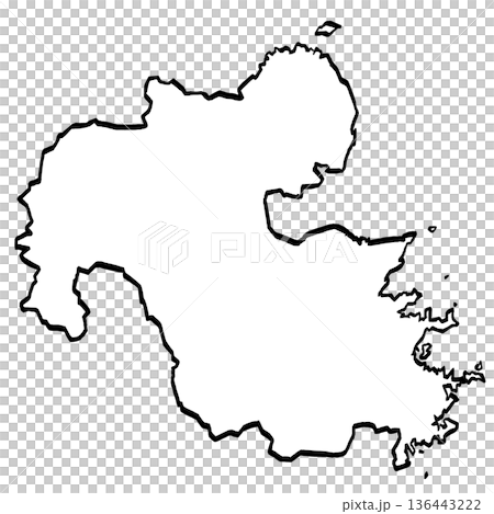 大分県地図のイラスト （筆タッチ） シンプル 136443222