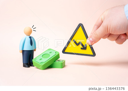 An office worker with savings is upset by falling profits and asset decline. Economic downturn signals crisis. Careful planning and diversification help protect personal capital. An office worker with savings is upset by falling profits and asset decline. Economic downturn signals crisis. Careful planning and diversification help protect personal capital. 136443376