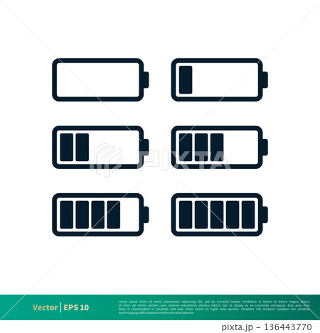 Battery Set Icon Vector Logo Template Illustration EPS 10. 136443770