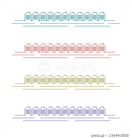 Real Estate, Apartment Building Line Art Colorful Set Icon Vector Real Estate, Apartment Building Line Art Colorful Set Icon Vector 136443808
