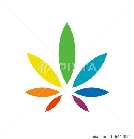 Colorful Cannabis Leaf Icon Vector Logo Template 136443814