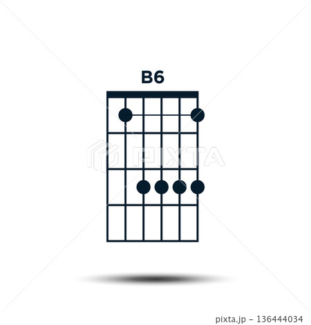 B6, Basic Guitar Chord Chart Icon Vector Template 136444034