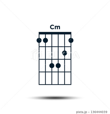 Cm, Basic Guitar Chord Chart Icon Vector Template 136444039