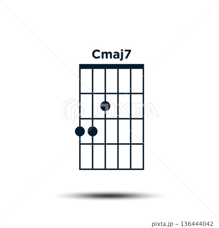 Cmaj7, Basic Guitar Chord Chart Icon Vector Template Cmaj7, Basic Guitar Chord Chart Icon Vector Template 136444042