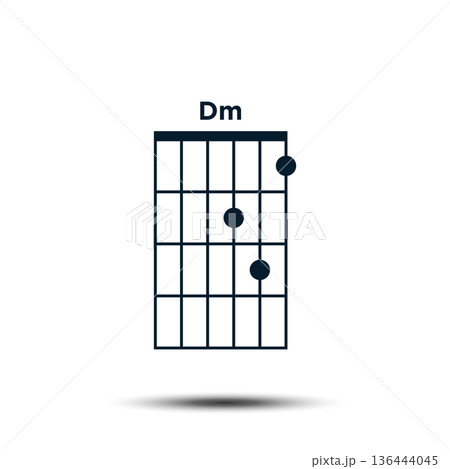 Dm, Basic Guitar Chord Chart Icon Vector Template 136444045