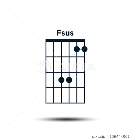 Fsus, Basic Guitar Chord Chart Icon Vector Template 136444061