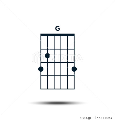 G, Basic Guitar Chord Chart Icon Vector Template 136444063
