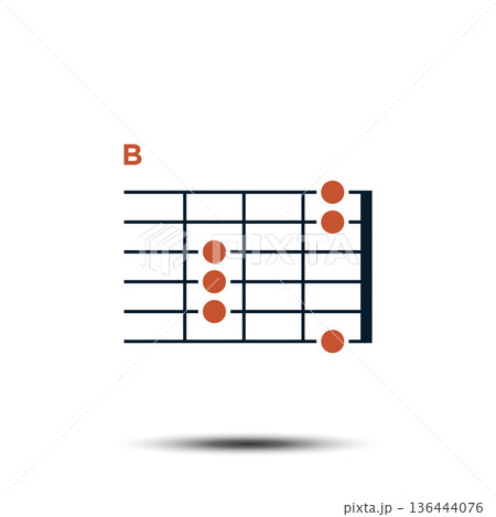 B, Basic Guitar Chord Chart Icon Vector Template 136444076