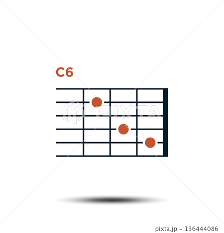 C6, Basic Guitar Chord Chart Icon Vector Template 136444086