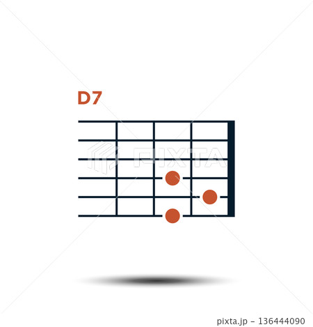 D7, Basic Guitar Chord Chart Icon Vector Template D7, Basic Guitar Chord Chart Icon Vector Template 136444090