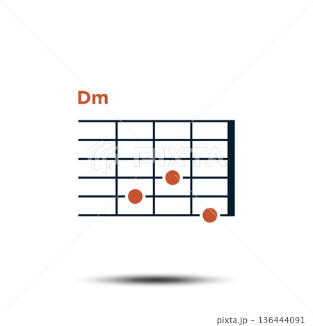 Dm, Basic Guitar Chord Chart Icon Vector Template Dm, Basic Guitar Chord Chart Icon Vector Template 136444091