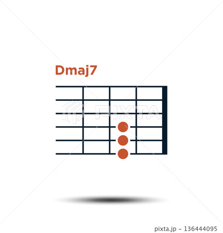 Dmaj7, Basic Guitar Chord Chart Icon Vector Template Dmaj7, Basic Guitar Chord Chart Icon Vector Template 136444095