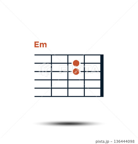 Em, Basic Guitar Chord Chart Icon Vector Template 136444098