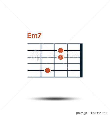Em7, Basic Guitar Chord Chart Icon Vector Template 136444099