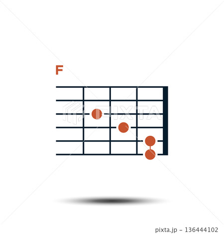 F, Basic Guitar Chord Chart Icon Vector Template 136444102