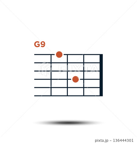 G9, Basic Guitar Chord Chart Icon Vector Template 136444301