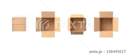 3D open cardboard empty box viewed from above, realistic brown carton parcel, parcel delivery package mockup vector set 3D open cardboard empty box viewed from above, realistic brown carton parcel, parcel delivery package mockup vector set 136445017