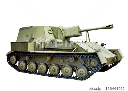 Self-propelled gun isolated 136445062