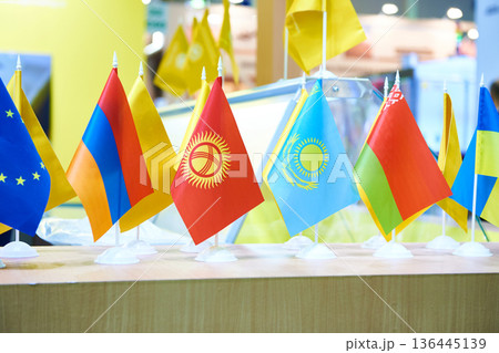 Flags of Eurasian at business exhibition 136445139