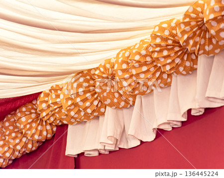 Paper lanterns, farolillos, at the April Fair in Seville, Spain. 136445224