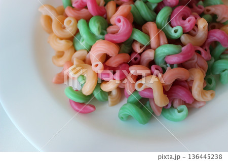 Ready to eat colorful vegetables pasta detailed stock photo Ready to eat colorful vegetables pasta detailed stock photo 136445238
