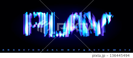 Tech Screen Font Logo Alphabet Futuristic Letter Set Modern HUD Typography, Digital Glitch Typographic Design Title Text, Typo Poster Headline, Type Symbol Logotype, Display Fonts. Vector Typeface 136445494