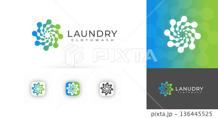 Laundry service logo, swirling droplets motion, clean fresh blue emblem design. Abstract washer vortex for branding, app icon, signage, packaging. Modern gradient minimal style. Vector illustration Laundry service logo, swirling droplets motion, clean fresh blue emblem design. Abstract washer vortex for branding, app icon, signage, packaging. Modern gradient minimal style. Vector illustration 136445525