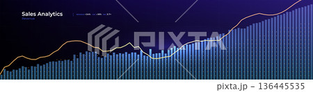 Financial Growth Stock Market Graphic, Economy Trade Graph, Data Chart Business Development Strategy Finance, Invest Background Concept, Global Digital Sale Analysis, Year Plan. Vector Illustration 136445535