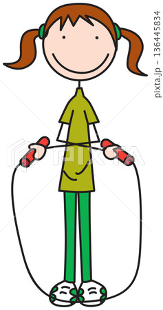 Cartoon girl with crossed arms skipping rope vector Cartoon girl with crossed arms skipping rope vector 136445834