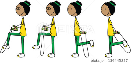 Girl skipping rope phases vector 136445837