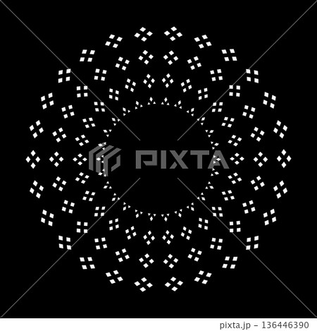Radial White Dots Circle Pattern on Black Background. 136446390
