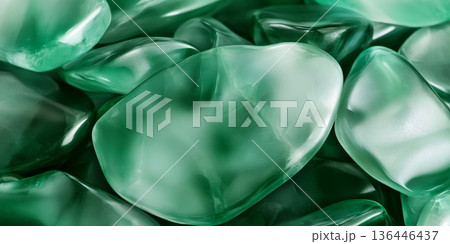Emerald green jade stone background with smooth polished texture, luxury mineral. 136446437
