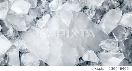 White quartz crystal stone background with translucent layers and high-gloss reflective surface. White quartz crystal stone background with translucent layers and high-gloss reflective surface. 136446466
