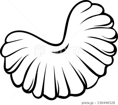 Black and white icon of scallop-shaped shortbread cookies. Simple vector graphic for food labels, dessert menus or culinary illustrations 136446526