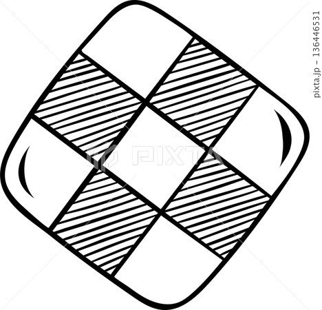 Chocolate shortbread cookies, simple black and white icon. Minimalist vector illustration for dessert packaging or bakery branding Chocolate shortbread cookies, simple black and white icon. Minimalist vector illustration for dessert packaging or bakery branding 136446531