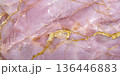 Shimmering rose quartz pink with golden veins, luxurious natural stone texture 136446883