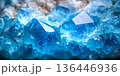Ethereal glowing blue crystal stone background with mystical, translucent layers. 136446936