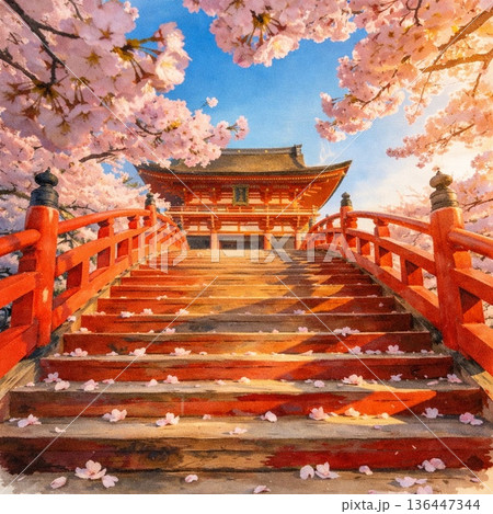 鎌倉　古都巡礼05　鎌倉駅周辺　水彩画 136447344