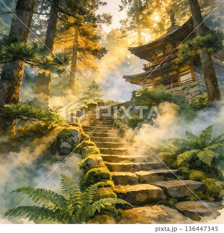 鎌倉　古都巡礼06　水彩画 136447345