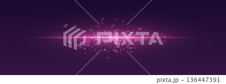 Pink light ray exploding into shattered glass shards Pink light ray exploding into shattered glass shards 136447391