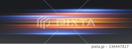 Abstract glowing light streaks moving across screen 136447817
