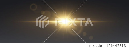 Golden glowing anamorphic lens flare light effect 136447818