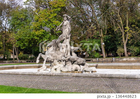 The Neptune Fountain in the old Botanical Garden of Munich, Germany The Neptune Fountain in the old Botanical Garden of Munich, Germany 136448623