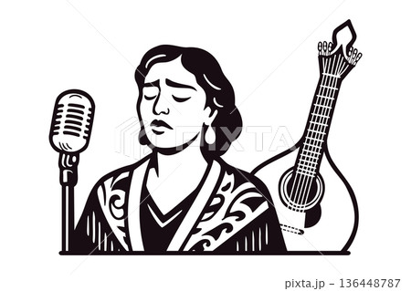 Fado Portuguese singer. Vector isolated illustration 136448787