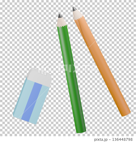 兩支鉛筆和一個橡皮 136448798