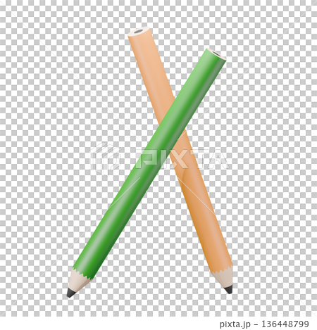 交叉的綠色和橙色鉛筆 136448799