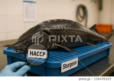 Sturgeon (Acipenser spp.) HACCP Traceability Verification on Food-Grade Slotted Tray Under Controlled Conditions in a Certified Seafood Inspection and Processing Environment 136449103
